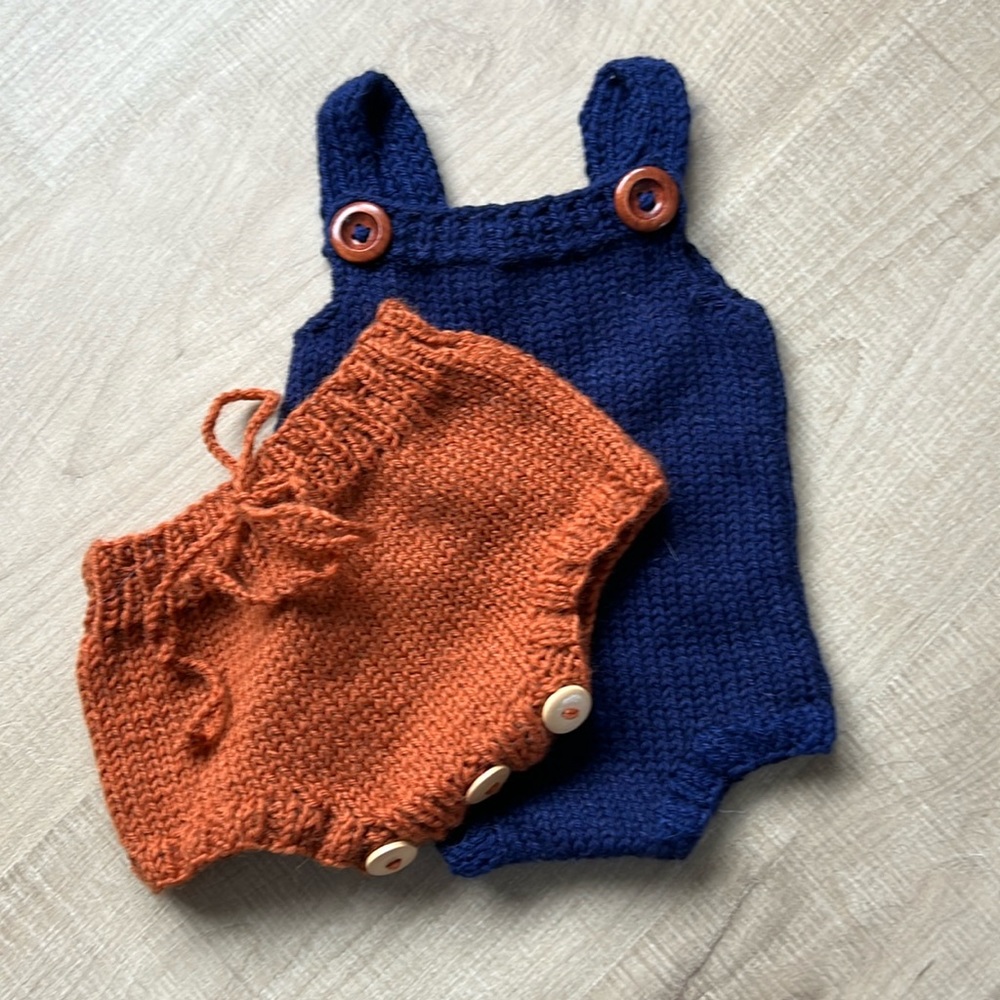 Etsy knit set with wood buttons